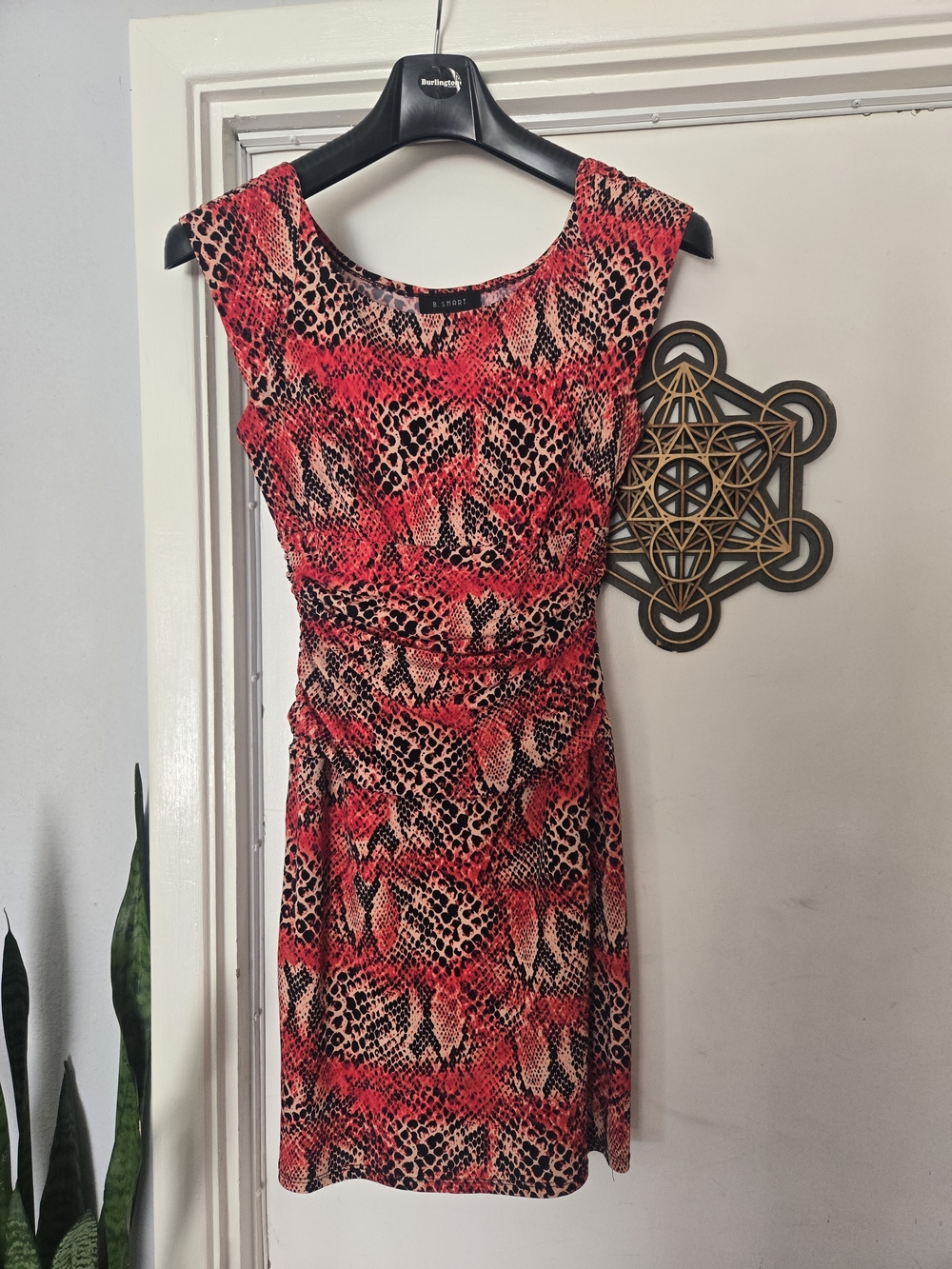 Sleeveless Red Animal Print Sheath Dress